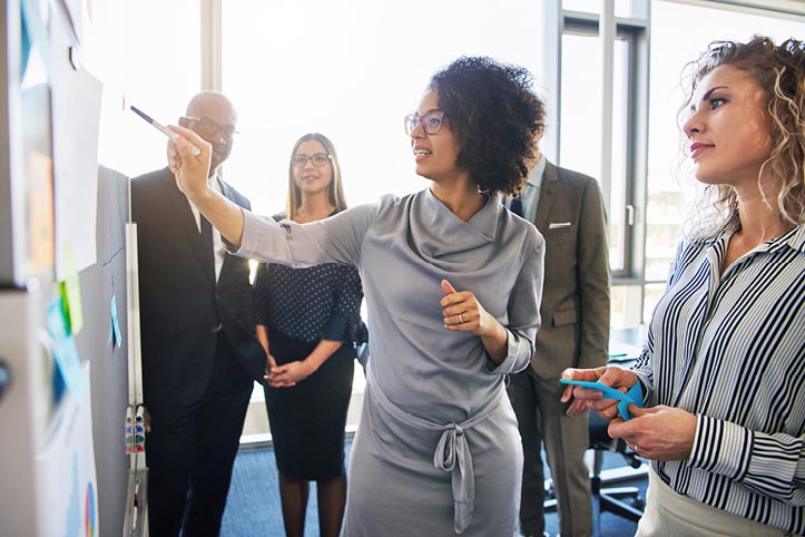 Training session taking place in an office 